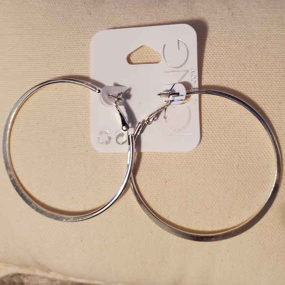 5 for $20 | NWT Icing Big Silver Hoop Earrings - Picture 1 of 5
